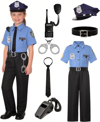 KIDIN Police Costume for Kids Cop Dress Up Outfit for Girls Policeman Uniform for Toddler’s Career Day Cosplay Birthday Gifts in Saudi Arabia