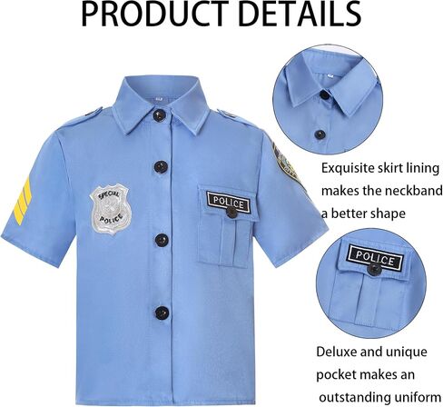 KIDIN Police Costume for Kids Cop Dress Up Outfit for Girls Policeman Uniform for Toddler’s Career Day Cosplay Birthday Gifts in Saudi Arabia