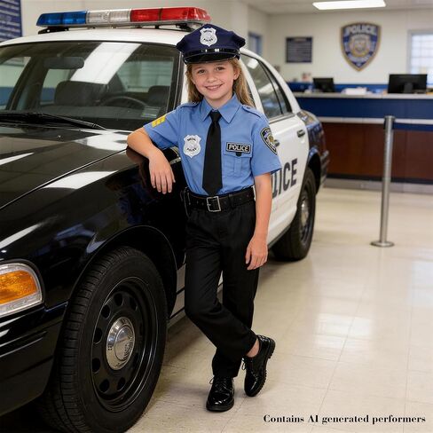 KIDIN Police Costume for Kids Cop Dress Up Outfit for Girls Policeman Uniform for Toddler’s Career Day Cosplay Birthday Gifts in Saudi Arabia