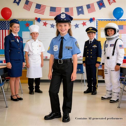 KIDIN Police Costume for Kids Cop Dress Up Outfit for Girls Policeman Uniform for Toddler’s Career Day Cosplay Birthday Gifts in Saudi Arabia