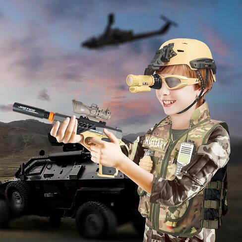 RedCrab Kids Army Costume, 12 Pcs Military Soldier Combat Dress Up Set for Aged 3-12 Toddlers, Camouflage War Accessories Halloween Role Play Costume for Children Boys in Kuwait