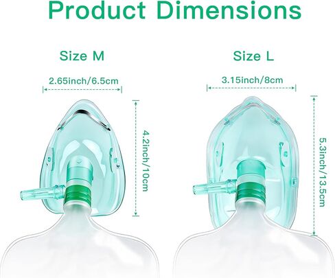 ANSNF 2 Pack High Flow Oxygen Mask for Adults, Non Rebreather Oxygen Mask with Reservoir Bag, Portable Oxygen Face Mask with 6.6' Tube & Adjustable Elastic Strap, Size M L in Saudi Arabia