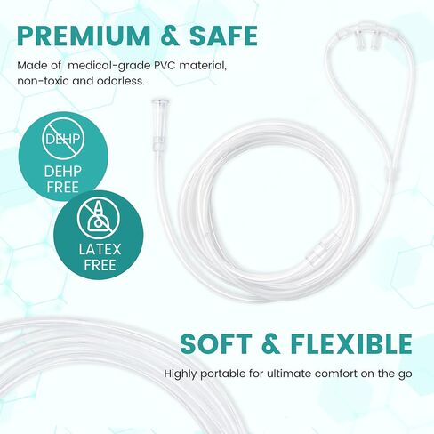 10 Pack Adult Oxygen Nasal Cannula, Soft & Lightweight Oxygen Tubing with Soft Curved Nose Piece, High Flow, Latex-Free, 6.6Ft (2M) in Saudi Arabia