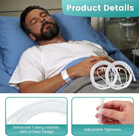 10 Pack Adult Oxygen Nasal Cannula, Soft & Lightweight Oxygen Tubing with Soft Curved Nose Piece, High Flow, Latex-Free, 6.6Ft (2M) in Saudi Arabia