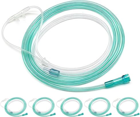 5 Pack 7Ft Adult Oxygen Nasal Cannula，Curved Nose Piece, High Flow Lightweight, Green in Saudi Arabia