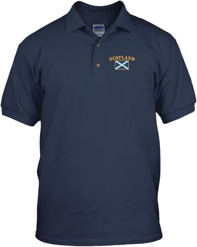 Scotland Flag Embroidery Cotton Short Sleeve Polo Jersey Shirt Navy in Kuwait