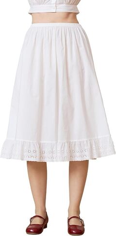 Women's 100% Cotton White Slip Skirt for Under Dresses Lace Underskirt Non Cling Plus Size in Kuwait
