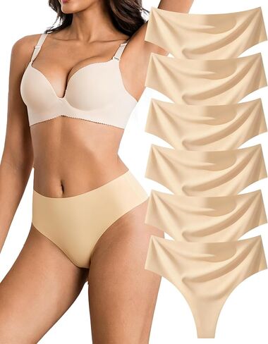 Thongs for Womens High Waisted Seamless Underwear for Women Sexy Breathable No Show No lines Panties 6 Pack in Saudi Arabia