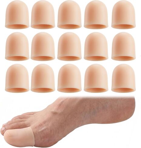 16 Pcs Big Toe Protectors, Soft Silicone Toe Bandages for Big Toes, Waterproof Toes Caps Guards Ideal for Ingrown Toenails, Blisters & Corns (Skin Tone, Small: 0.98 x 0.59 x 0.59 in) in Saudi Arabia