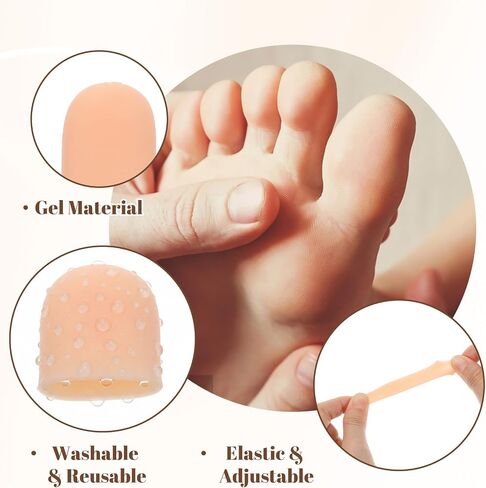 16 Pcs Big Toe Protectors, Soft Silicone Toe Bandages for Big Toes, Waterproof Toes Caps Guards Ideal for Ingrown Toenails, Blisters & Corns (Skin Tone, Small: 0.98 x 0.59 x 0.59 in) in Saudi Arabia