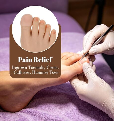 16 Pcs Big Toe Protectors, Soft Silicone Toe Bandages for Big Toes, Waterproof Toes Caps Guards Ideal for Ingrown Toenails, Blisters & Corns (Skin Tone, Small: 0.98 x 0.59 x 0.59 in) in Saudi Arabia