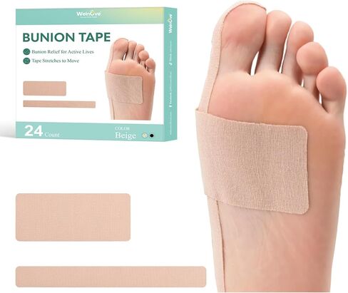 Welnove Bunion Tape, 12 Pcs Kinesiolgy Tape for Women Big Toe, Kinesiolgy Tape for Women Big Toe, Designed for Daily Wear - Beige, Multi-Size(4 Wide + 8 Narrow） (4 Wide + 8 Narrow） in Kuwait