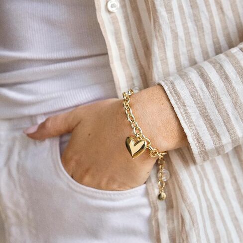 BaubleBar Millie Bubble Heart Bracelet - Beautiful, Trendy Bracelet for Women, Fashion Jewelry, Chain-Link Style, Bubble Heart, Perfect for Gifting in Kuwait