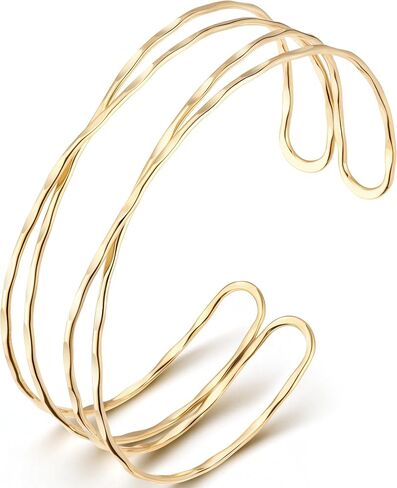 Gokeey 14K Gold Plated Arm Cuff for Women, Waterproof Adjustable Open Upper Arm Bracelet (Armlet), Non Tarnish Hypoallergenic Minimalist Trendy Arm Jewelry for Summer Beach Outfit Gift for Women in Saudi Arabia
