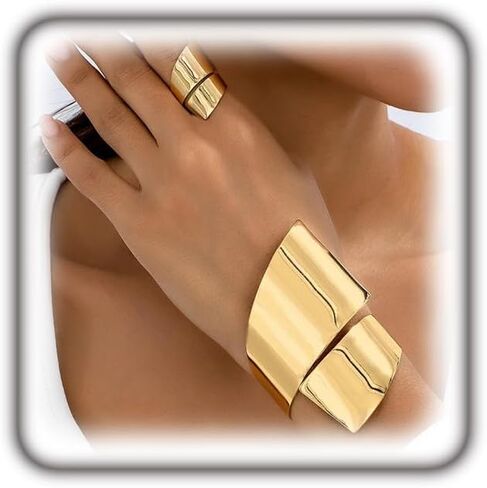 GIGB PBDK Layered Gold Silver Plated Spiral Smooth Open Bangles Set for Women,Chunky Geometrical Wrist Cuff Bracelets Punk Party Trendy Jewelry Accessories Gift in Kuwait