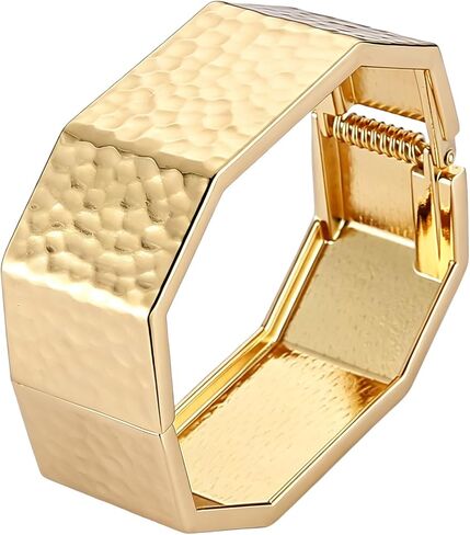 AsAlways 14K Gold Plated Hammered Cuff Bracelet for Women Wide Textured Open Cuff Bangle Statement Gold Chunky Bracelet Jewelry Gift in Kuwait