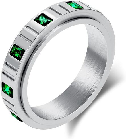 Fidget Spinner Rings for Women Stainless Steel Cubic Zirconia White/Yellow Gold Plated Anxiety Ring Wedding Rings Simple Jewelry Size 5-10 in Saudi Arabia