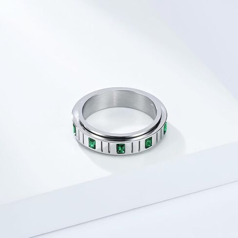 Fidget Spinner Rings for Women Stainless Steel Cubic Zirconia White/Yellow Gold Plated Anxiety Ring Wedding Rings Simple Jewelry Size 5-10 in Saudi Arabia