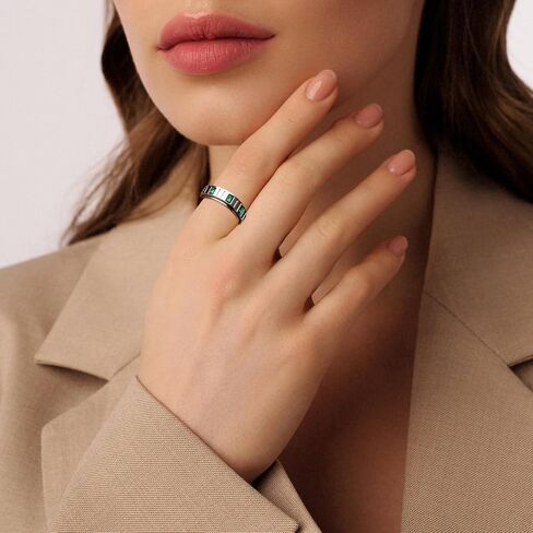 Fidget Spinner Rings for Women Stainless Steel Cubic Zirconia White/Yellow Gold Plated Anxiety Ring Wedding Rings Simple Jewelry Size 5-10 in Saudi Arabia