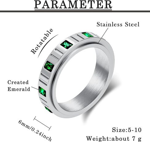 Fidget Spinner Rings for Women Stainless Steel Cubic Zirconia White/Yellow Gold Plated Anxiety Ring Wedding Rings Simple Jewelry Size 5-10 in Saudi Arabia