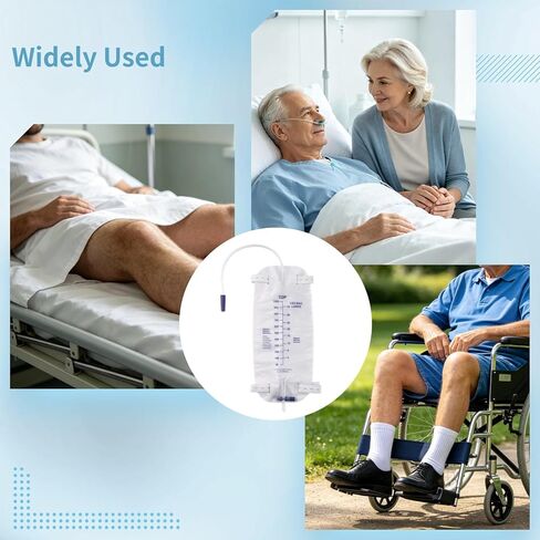 5 PCS Catheter Bags for Men, 1000 ml/33.8oz Foley Catheter Leg Bags, Urine Bags for Easy Flip Drain Design, Portable Disposable Urine Collectors, Adjustable Strap & 11.8" Tube, Mobility & Daily Care in Kuwait