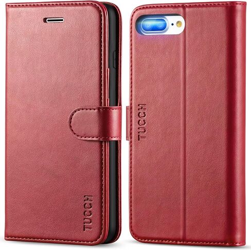 TUCCH Wallet Case for iPhone 8 Plus/7 Plus 5.5", 3 Card Holders, Black in Saudi Arabia