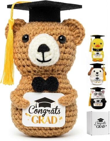 Graduation Duck Crochet Graduate Gifts - Class of 2026 Handmade Crochet Yellow Duck with Congrats Grad Card Congrats Box Mesh Bag Funny Gift Graduation Decoration for College Graduate Men Women in Saudi Arabia