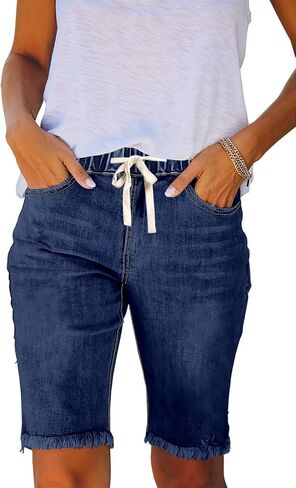Jean Shorts for Women Bermuda Stretchy Denim Shorts Mom Trendy in Saudi Arabia