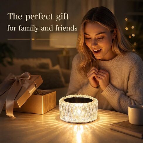 Portable Crystal LED Table Lamp, 3 Color Touch Lamp Cordless Crystal, Cry-stal Desk Lam-p Motion Cordless with Touch Control & Stepless dimming for Bedroom Living Room Party in Kuwait