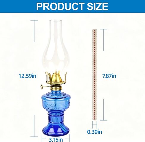 Oil Lamp Vintage Glass Kerosene Lamps for Indoor Decor and Emergency - Blue 2 PCS in Kuwait