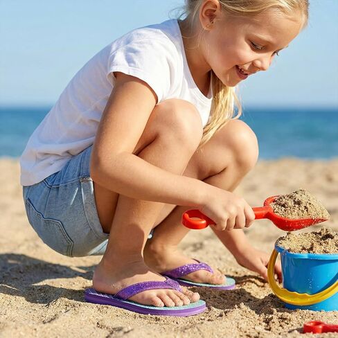 STQ KIDS Girls Flip Flops للأطفال صنادل الشاطئ دعم القوس أزياء الصيف صندل حمام سباحة كاجوال أحذية حمام دش قشور الأسماك الأرجواني حجم 2 طفل صغير in Kuwait