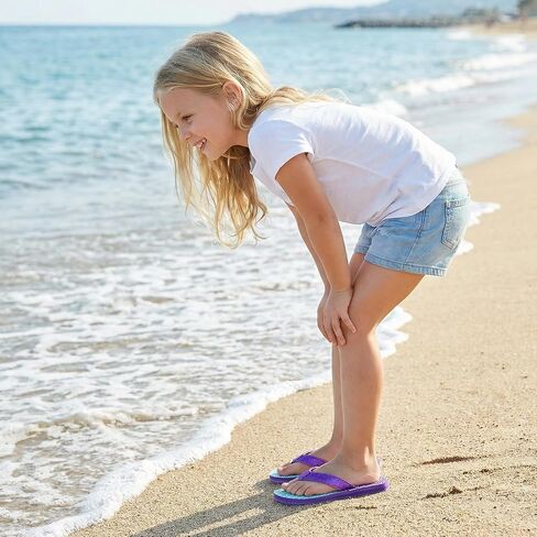 STQ KIDS Girls Flip Flops للأطفال صنادل الشاطئ دعم القوس أزياء الصيف صندل حمام سباحة كاجوال أحذية حمام دش قشور الأسماك الأرجواني حجم 2 طفل صغير in Kuwait