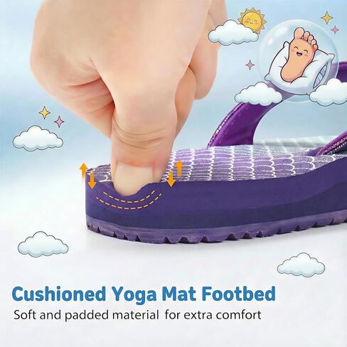 STQ KIDS Girls Flip Flops للأطفال صنادل الشاطئ دعم القوس أزياء الصيف صندل حمام سباحة كاجوال أحذية حمام دش قشور الأسماك الأرجواني حجم 2 طفل صغير in Kuwait