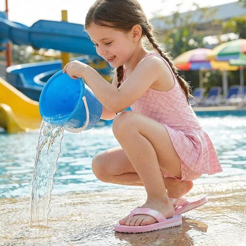 شباشب للفتيات من STQ KIDS مع دعم للقوس، صنادل شاطئ للأطفال مضادة للانزلاق، صندل صيفي أنيق لحوض السباحة للسباحة، دش، قشور السمك، وردي، مقاس 13 طفل صغير in Kuwait