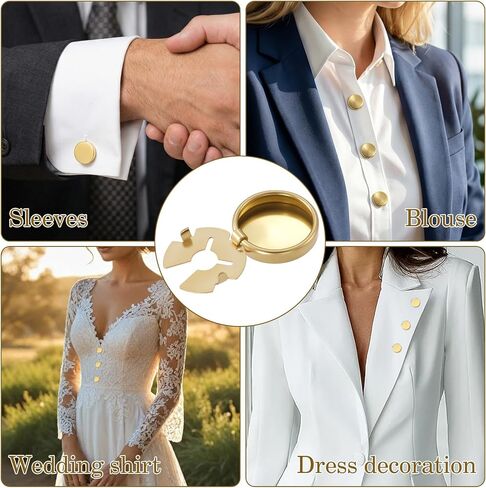 SmallCat 8 Pcs Gold Button Covers, Gold Clip-On Botones Cufflinks Kit Elegant Cover for Women Blouses, Men’s Dress Shirts Formal Jeans Buttons Blank Cuff Links for Wedding or Office Wear in Kuwait