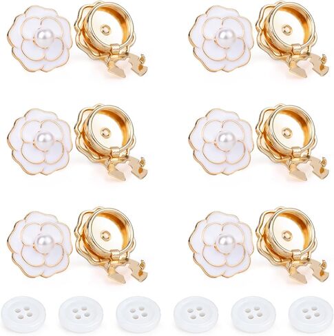 Rhinestone Button Covers Cufflinks Set, Gold Crystal Clip-Ons for Women Men, No-Sew Covers for Dress Shirts, Blouses Button Decoration in Kuwait