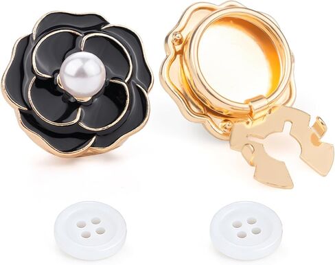 Rhinestone Button Covers Cufflinks Set, Gold Crystal Clip-Ons for Women Men, No-Sew Covers for Dress Shirts, Blouses Button Decoration in Saudi Arabia