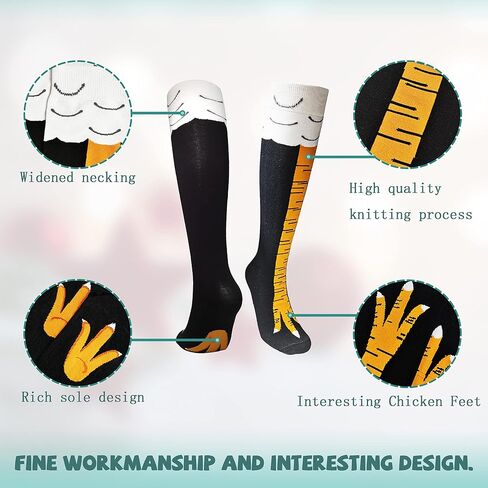 Chicken Leg Socks for Women Men Funny Novelty Crazy Sock White Elephant Gifts for Adults Gag Gift Chicken Feet Socks in Saudi Arabia