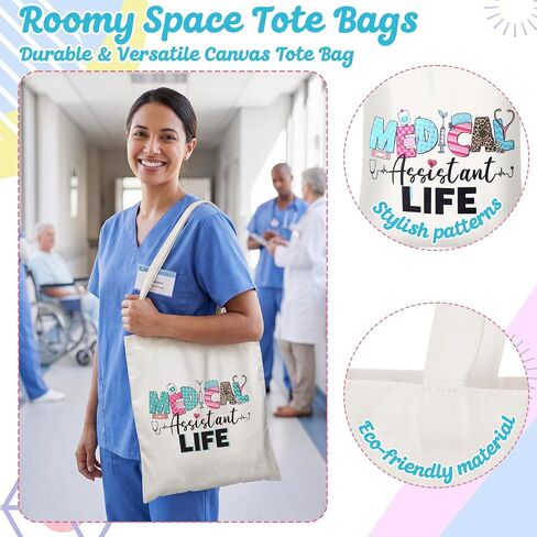 Glitopper 3 Pcs End of Year Medical Assistants Gift Set for Women Canvas Bags Socks Nurse Week End of Year Gift in Kuwait