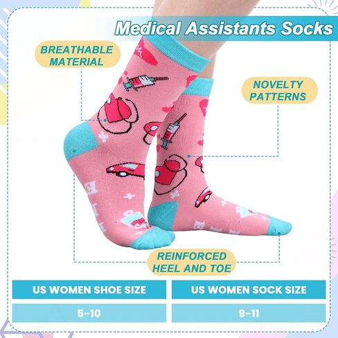 Glitopper 3 Pcs End of Year Medical Assistants Gift Set for Women Canvas Bags Socks Nurse Week End of Year Gift in Kuwait