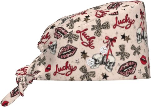 Adjustable Working Cap Scrub Cap with Button Sweatband Unisex Tie Back Hat for Clean Nurse Paint in Saudi Arabia