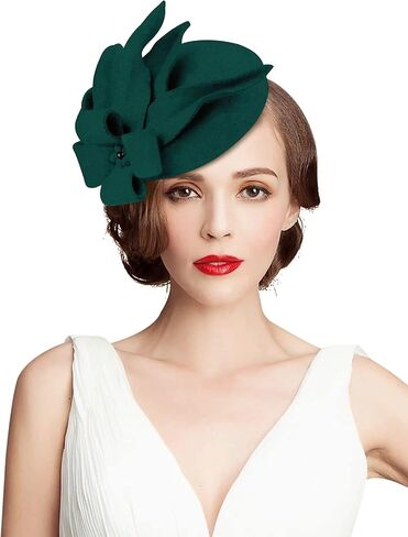 Z&X Vintage 1920s Wool Felt Flower Fascinator Pillbox Hat British Wedding Church Derby Hats for Women Winter Fedoras in Saudi Arabia