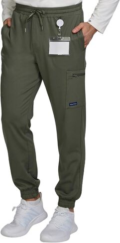 بنطال Nautica Men's Scrub Jogger - مقاس مريح، بوليستر مطاطي، فرك خصر مرن للاستخدام الطبي والعمل in Saudi Arabia