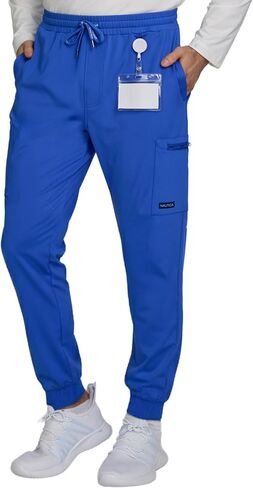 بنطال Nautica Men's Scrub Jogger - مقاس مريح، بوليستر مطاطي، فرك خصر مرن للاستخدام الطبي والعمل in Saudi Arabia