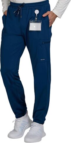 بنطال Nautica Men's Scrub Jogger - مقاس مريح، بوليستر مطاطي، فرك خصر مرن للاستخدام الطبي والعمل in Saudi Arabia