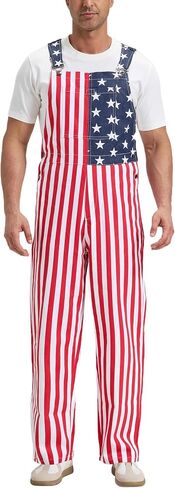 American Flag Bib Overalls for Men Striped Coveralls Romper 4th of July Jumpsuit Festival Outfit in Saudi Arabia