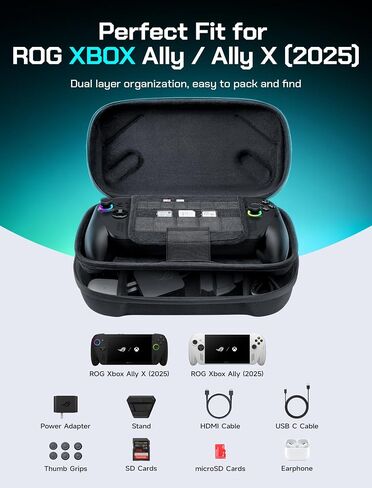 JSAUX Carrying Case for ROG Xbox Ally X, 3-in-1 Accessories Bundle with 2 Screen Protectors + Alignment Frame, 6 Thumb Grips, Dual-Layer Portable Travel Bag, All-in-One Protection for ROG Xbox Ally in Kuwait