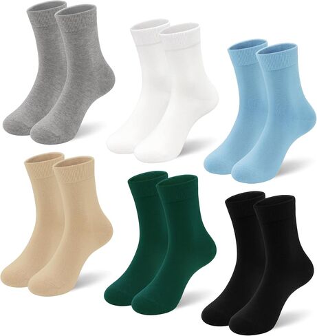 Kids Crew Viscose Bamboo Socks Thin Breathable School Uniform Dress Quarter Soft Socks for Boy Girl 3/6 Pairs in Kuwait