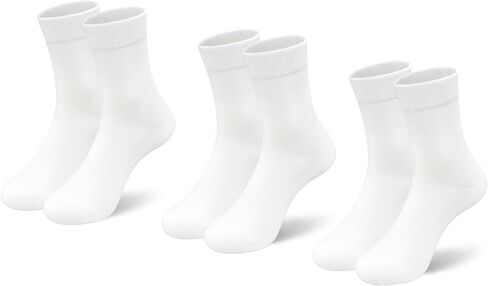 Kids Crew Viscose Bamboo Socks Thin Breathable School Uniform Dress Quarter Soft Socks for Boy Girl 3/6 Pairs in Kuwait
