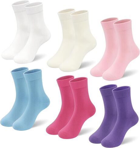 Kids Crew Viscose Bamboo Socks Thin Breathable School Uniform Dress Quarter Soft Socks for Boy Girl 3/6 Pairs in Kuwait